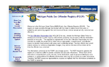 A clickable thumbnail of the Michigan State Police Sex Offendor Registry website.