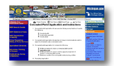 A clickable thumbnail of the Michigan State Police CCW website.